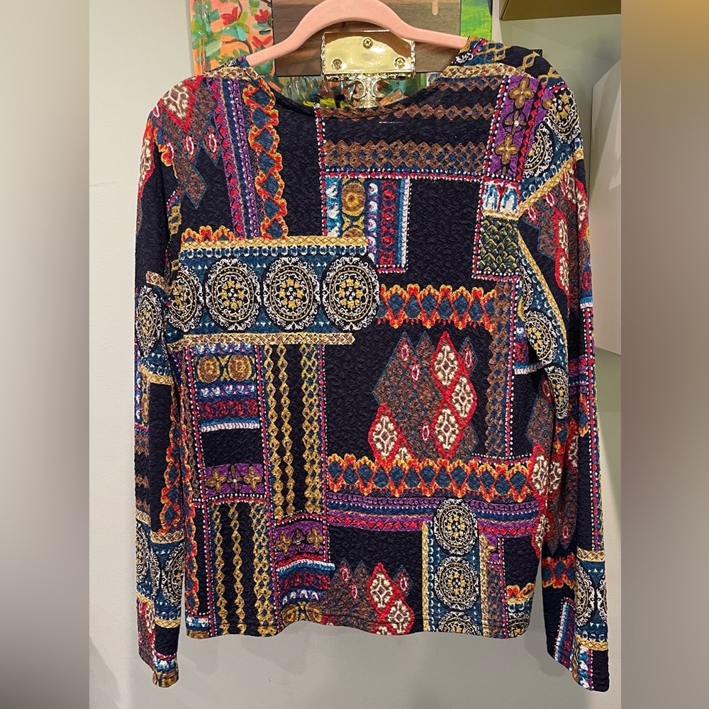 Koret Multicolor Patchwork Long Sleeve Blouse - image 2